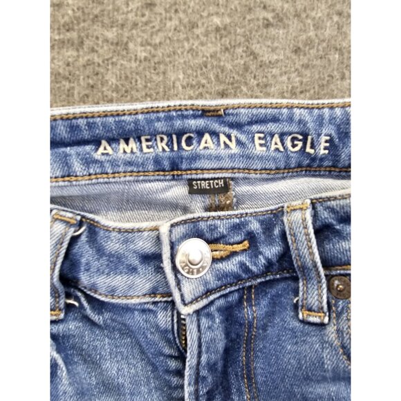 American Eagle Women's Blue Mom Short Cut Off Denim Jean High Rise Shorts Size 0 - Picture 4 of 9